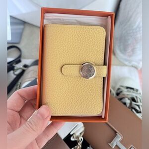 Hermes Card Holder Yellow Leather Card Wallet